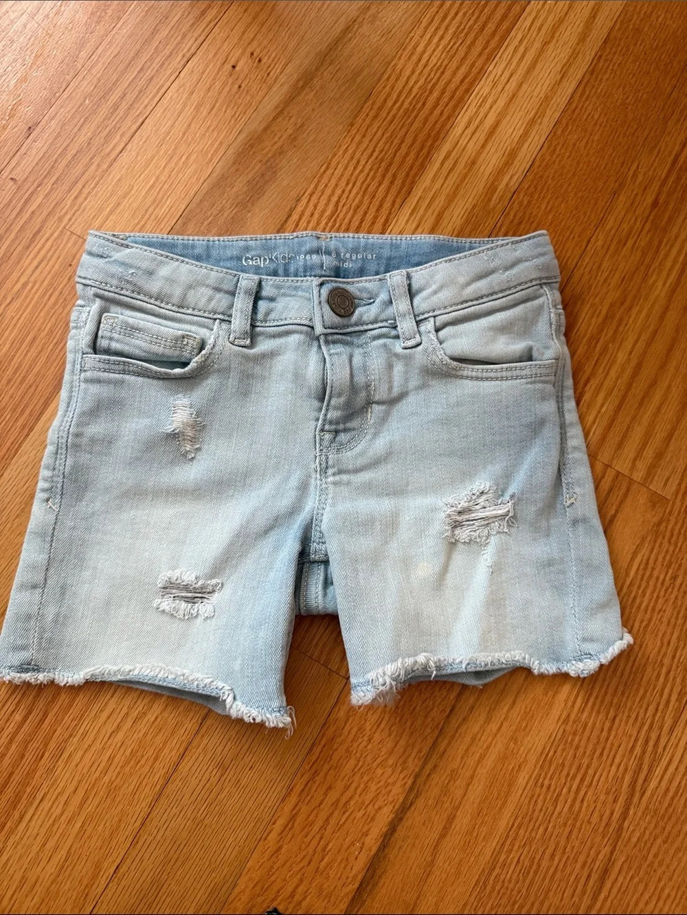 GAP Light Blue Distressed Denim Shorts